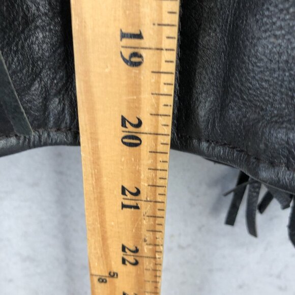 Black Leather Jacket Womens M Moto Fringe Scrolls Braids Biker Whimsigoth Rock - Picture 5 of 16